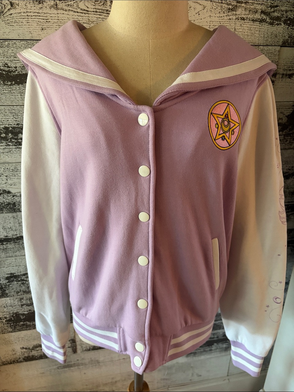 Sailor Moon Lavender Sailor-Style Jacket with White Sleeves